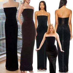 🆕 BRONX & BANCO 🧿 NWOT Florentina Corset Gown, Black Velvet, Sz M US 6